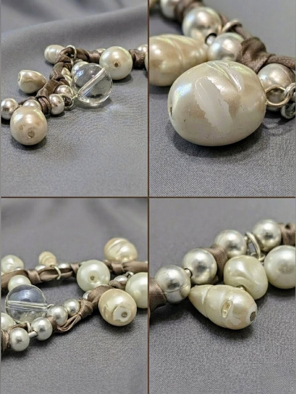 Y2K Whimsigoth Pearl Lucite Ribbon Statement Rope Necklace 38” NOS - Picture 8 of 11